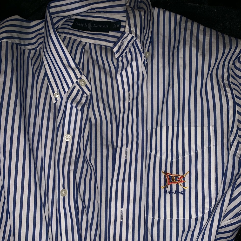 Ralph Lauren White/Blue Striped Dress Shirt